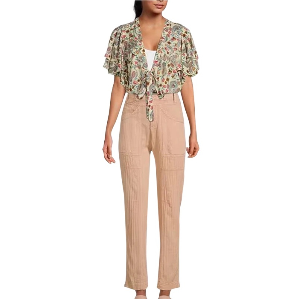 FREE PEOPLE Call Me Later Printed Blouse Bodysuit in Sweet Combo - Size XS NWT